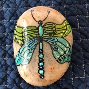DRAGONFLY HAND-PAINTED ROCK